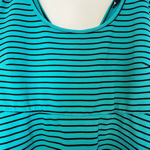 Torrid Black & Teal Textured Striped Skater Dress size 3 Cross Back Open - Picture 14 of 15